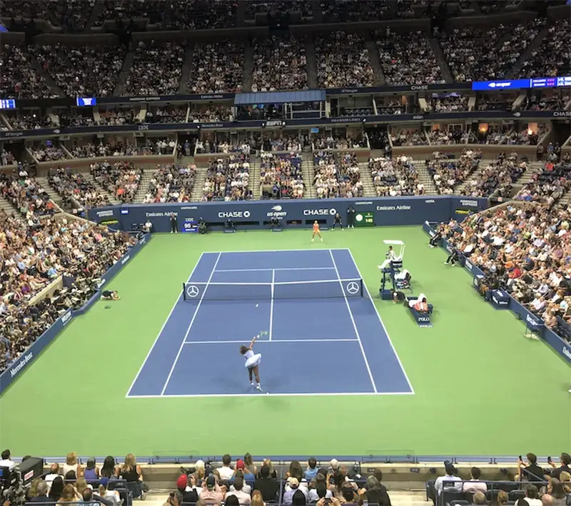 Visão de jogo de tenis ao vivo