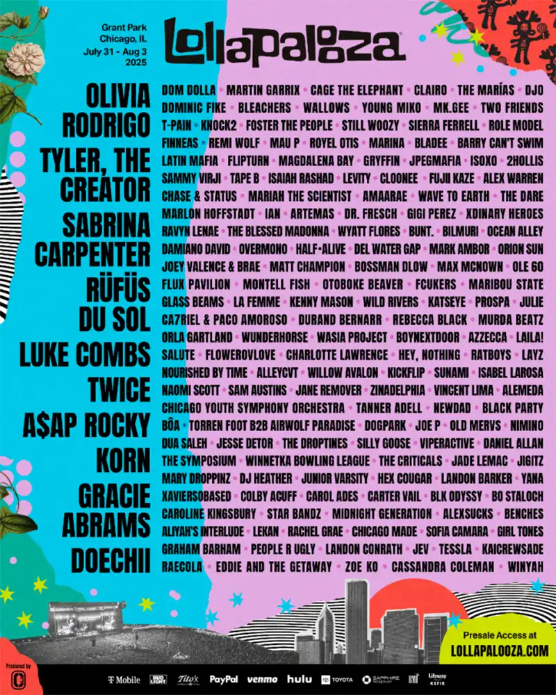 Lollapalooza Chicago: Datas e atrações da edição de 2025