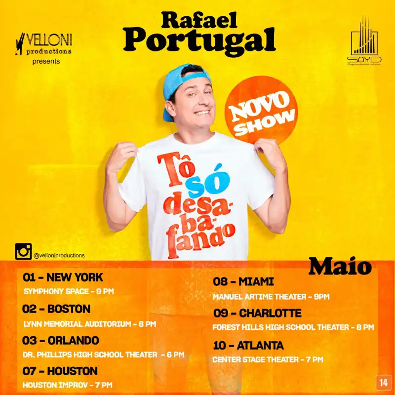 Rafael Portugal leva tour “Tô Só Desabafando” aos Estados Unidos
